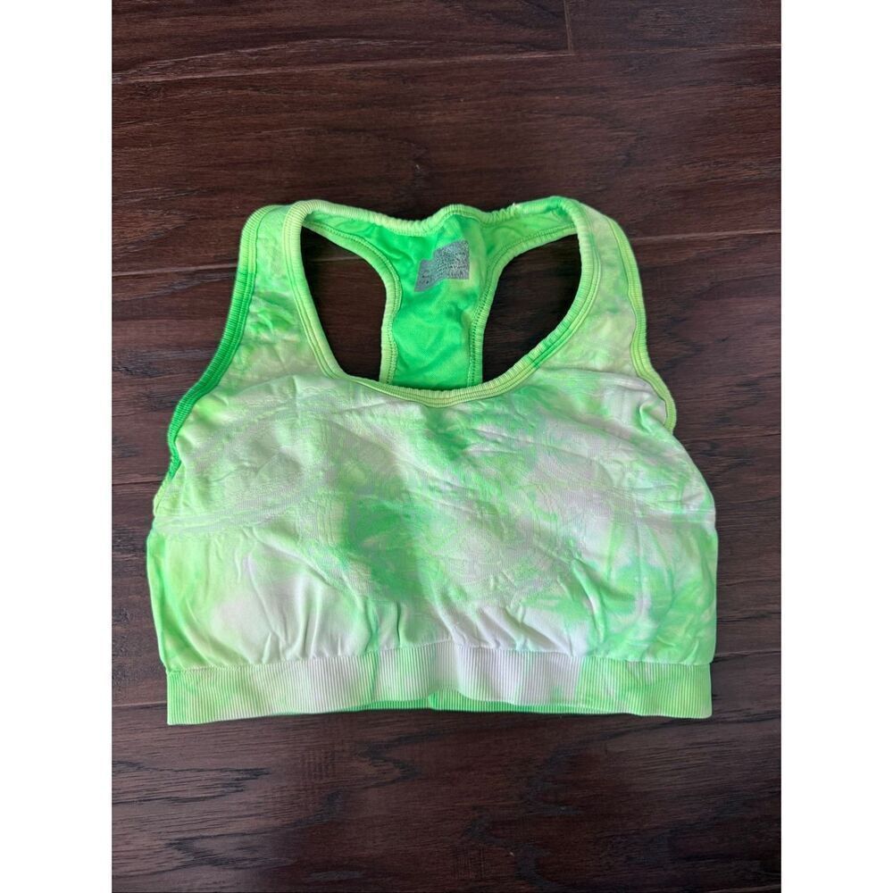 Athleta Neon Green Tie Dye Sports Bra Medium